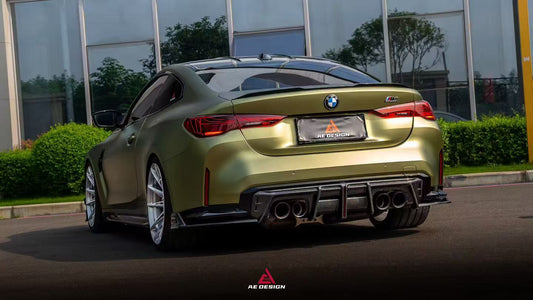 BMW M3 G80 G81 & M4 G82 G83 2021-ON with Aftermarket Parts - V3 Rear Diffuser & Rear Canards Dry Pre-preg Carbon Fiber from ArmorExtend