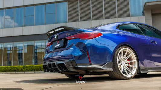 BMW M3 G80 G81 2021-ON  M4 G82 G83 2021-ON with Aftermarket Parts - Venom Sport Series Style Rear Diffuser & Canards Dry Pre-preg Carbon Fiber from ArmorExtend