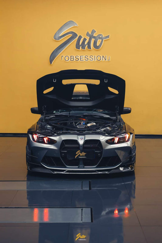 BMW M3 G80 G81 2021 2022 2023 2024 & M4 G82 G83 2021 2022 2023 2024 with Aftermarket Parts - AE V2 Style Front Canards Carbon Fiber from ArmorExtend