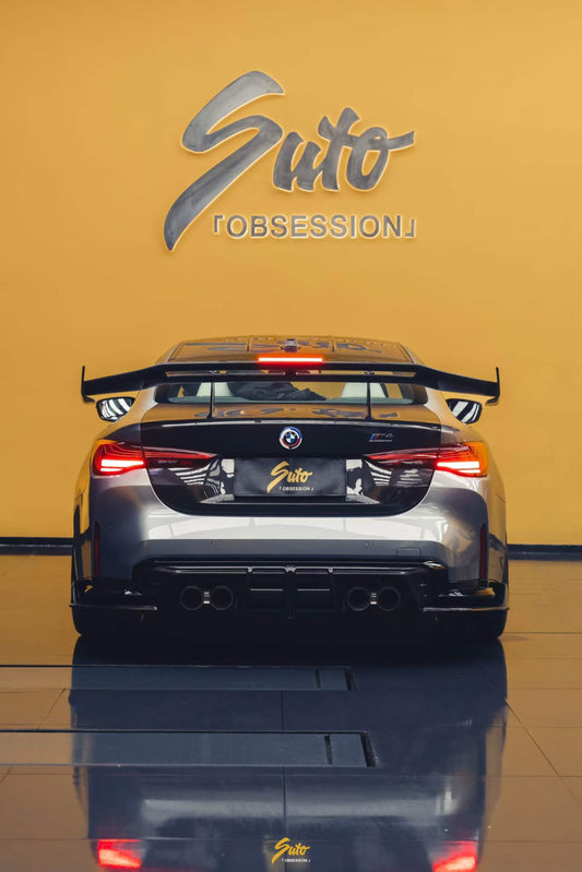 BMW M4 G82 2021-ON & 4 Series G22 430i M440i 2020-ON with Aftermarket Parts - GT Rear Wing Dry Pre-preg Carbon Fiber from ArmorExtend