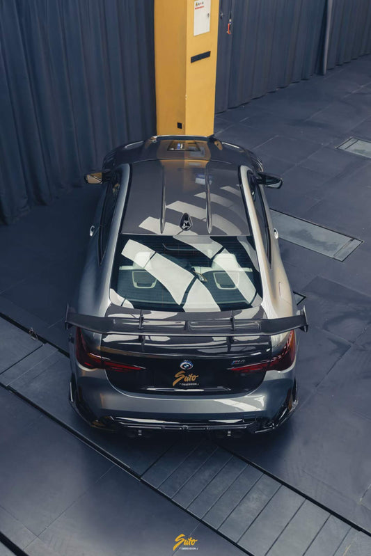 BMW M4 G82 2021-ON & 4 Series G22 430i M440i 2020-ON with Aftermarket Parts - GT Rear Wing Dry Pre-preg Carbon Fiber from ArmorExtend