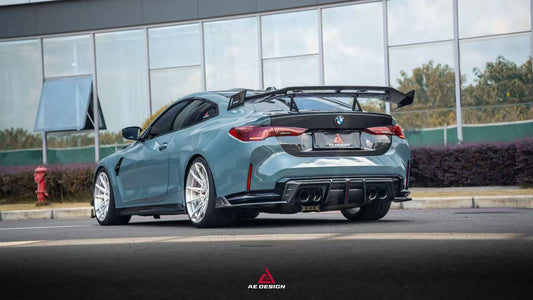 BMW M3 G80 G81 & M4 G82 G83 2021-ON with Aftermarket Parts - V3 Rear Diffuser & Rear Canards Dry Pre-preg Carbon Fiber from ArmorExtend