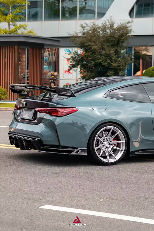 BMW M3 G80 G81 & M4 G82 G83 2021-ON with Aftermarket Parts - V3 Rear Diffuser & Rear Canards Dry Pre-preg Carbon Fiber from ArmorExtend