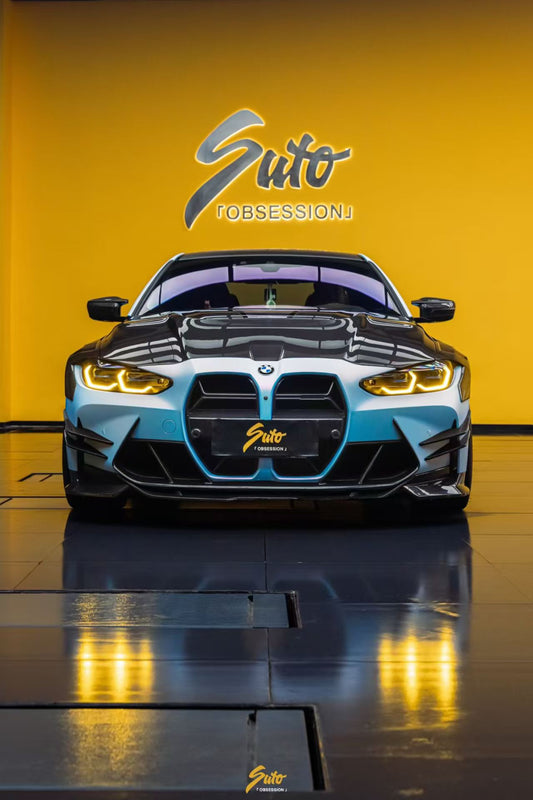 BMW M3CS M3C M3 G80 G81 2021-ON & M4CSL M4CS M4C M4 G82 G83 2021-ON with Aftermarket Parts - ART Vented Transparent Glass V2 Style Hood Bonnet Dry Pre-preg Carbon Fiber from ArmorExtend