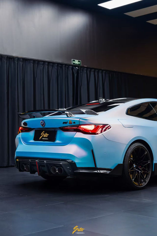 BMW M3 G80 G81 & M4 G82 G83 2021-ON with Aftermarket Parts - V3 Rear Diffuser & Rear Canards Dry Pre-preg Carbon Fiber from ArmorExtend