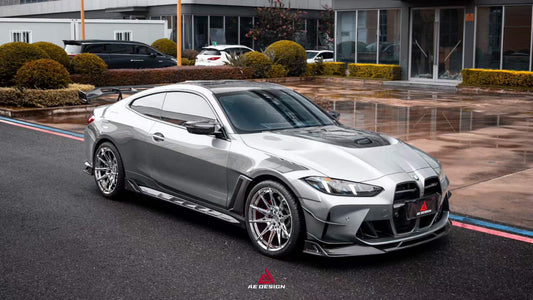 BMW M3 G80 G81 2021 2022 2023 2024 & M4 G82 G83 2021 2022 2023 2024 with Aftermarket Parts - AE V2 Style Front Canards Carbon Fiber from ArmorExtend