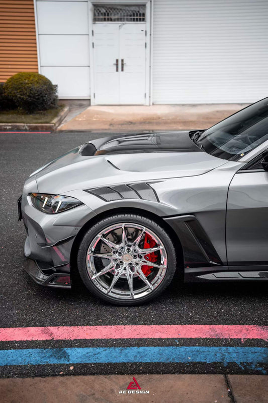 BMW M3 G80 G81 2021 2022 2023 2024 & M4 G82 G83 2021 2022 2023 2024 with Aftermarket Parts - AE V2 Style Front Canards Carbon Fiber from ArmorExtend