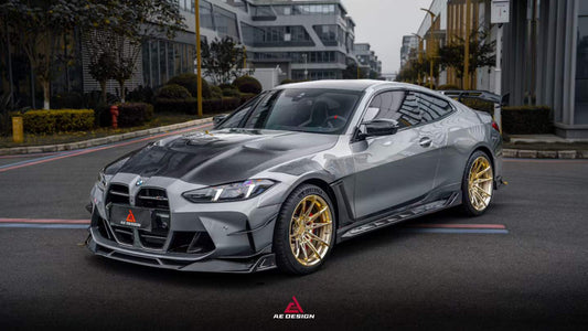 BMW M3 G80 G81 2021 2022 2023 2024 & M4 G82 G83 2021 2022 2023 2024 with Aftermarket Parts - AE V2 Style Front Canards Carbon Fiber from ArmorExtend