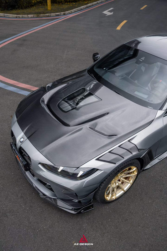 BMW M3 G80 G81 2021 2022 2023 2024 & M4 G82 G83 2021 2022 2023 2024 with Aftermarket Parts - AE V2 Style Front Canards Carbon Fiber from ArmorExtend