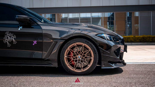 BMW M3 G80 G81 2021 2022 2023 2024 & M4 G82 G83 2021 2022 2023 2024 with Aftermarket Parts - AE V1 Style Front Lip Carbon Fiber from ArmorExtend