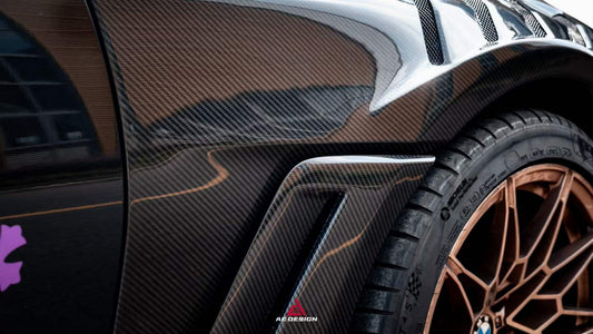 BMW M4 / M4C / M4CS G82 G83 2021-ON with Aftermarket Parts - ART Widebody Front Fenders Dry Pre-preg Carbon Fiber from ArmorExtend