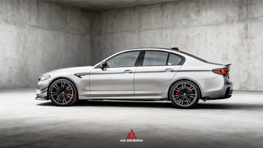 BMW M5/M5C F90 (Fits Both Pre-LCI & LCI) 2018 2019 2020 2021 2022 2023 2024 & 5 Series G30 540i (With M-Package Bumper) M550i (Fits Both Pre-LCI & LCI) 2017 2018 2019 2020 2021 2022 2023 2024 with Aftermarket Parts - AE Rear Diffuser Carbon Fiber from ArmorExtend