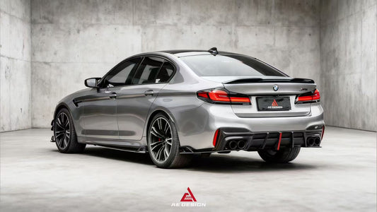 BMW M5/M5C F90 (Fits Both Pre-LCI & LCI) 2018 2019 2020 2021 2022 2023 2024 & 5 Series G30 540i (With M-Package Bumper) M550i (Fits Both Pre-LCI & LCI) 2017 2018 2019 2020 2021 2022 2023 2024 with Aftermarket Parts - AE Rear Diffuser Carbon Fiber from ArmorExtend
