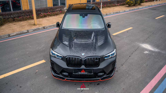 BMW X3 G01 & X3M X3MC F97 (Fits Both Pre-LCI & LCI) 2019 2020 2021 2022 2023 2024 & X4 G02 & X4M X4MC F98 (Fits Both Pre-LCI & LCI) 2019 2020 2021 2022 2023 2024 with Aftermarket Parts - AE Hood Bonnet Carbon Fiber from ArmorExtend