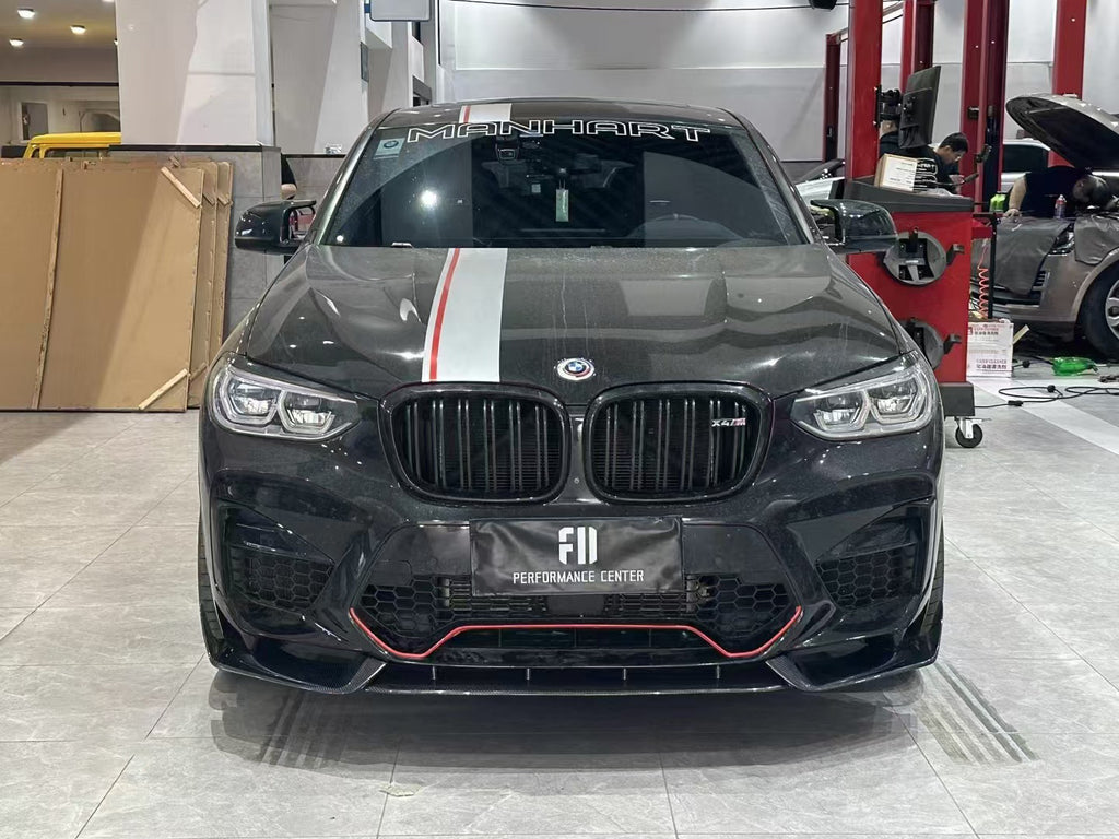 BMW X3M X3MC F97 Pre-LCI 2019 2020 2021 & X4M X4MC F98 Pre-LCI 2019 2020 2021 with Aftermarket Parts - AE Front Lip Carbon Fiber from ArmorExtend