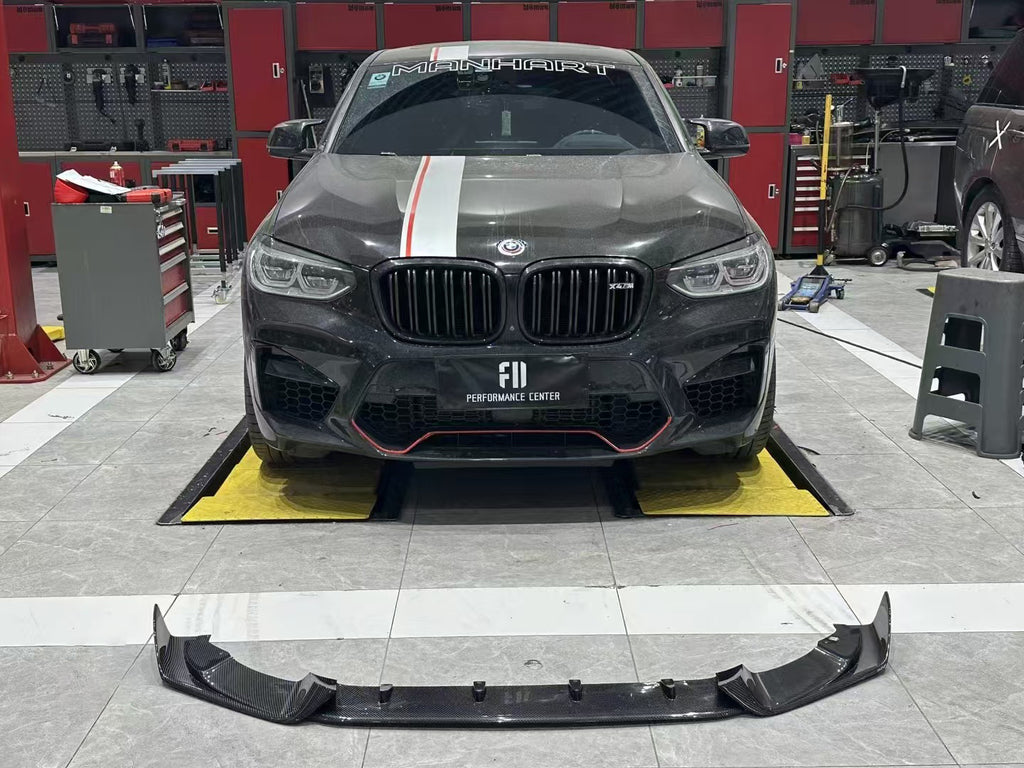 BMW X3M X3MC F97 Pre-LCI 2019 2020 2021 & X4M X4MC F98 Pre-LCI 2019 2020 2021 with Aftermarket Parts - AE Front Lip Carbon Fiber from ArmorExtend