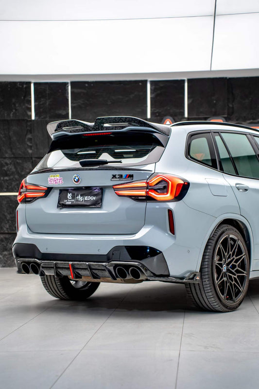 BMW X3M X3MC F97 (Fits Both Pre-LCI & LCI) 2019 2020 2021 2022 2023 2024 with Aftermarket Parts - AE V2 Style Rear Diffuser Carbon Fiber from ArmorExtend