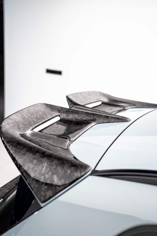 BMW X3M X3MC F97 (Fits Both Pre-LCI & LCI) 2019 2020 2021 2022 2023 2024 with Aftermarket Parts - AE Style Rear Roof Spoiler Carbon Fiber from ArmorExtend