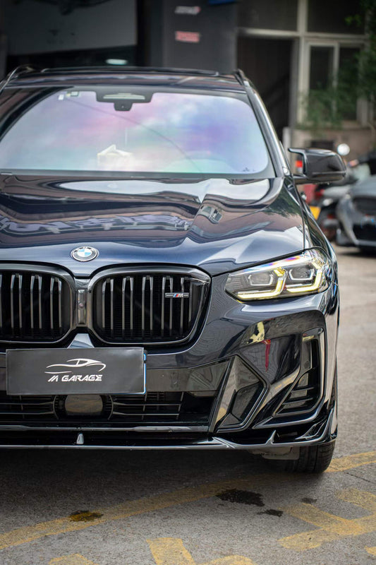 BMW X3 s/x Drive 30i (with M-Package Bumper) & M40i G01 LCI 2022 2023 2024 & X4 xDrive 30i (with M-Package Bumper) & M40i G02 LCI 2022 2023 2024 with Aftermarket Parts - Plustic Style Front Lip ABS from ArmorExtend
