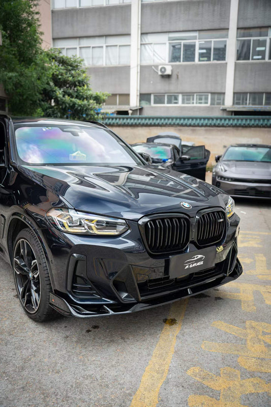 BMW X3 s/x Drive 30i (with M-Package Bumper) & M40i G01 LCI 2022 2023 2024 & X4 xDrive 30i (with M-Package Bumper) & M40i G02 LCI 2022 2023 2024 with Aftermarket Parts - Plustic Style Front Lip ABS from ArmorExtend