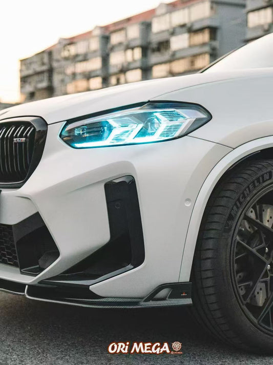 BMW X3M X3MC F97 LCI 2022 2023 2024 & X4M X4MC F98 LCI 2022 2023 2024 with Aftermarket Parts - AE Front Lip Carbon Fiber from ArmorExtend