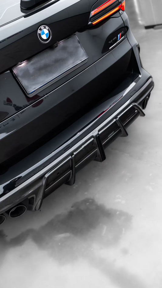 BMW X5M X5MC F95 & X6M X6MC F96 (Fits Both Pre-LCI & LCI) 2020 2021 2022 2023 2024 With Aftermarket Parts - AE V2 Style Rear Diffuser & Canards Pre-preg Carbon Fiber from ArmorExtend