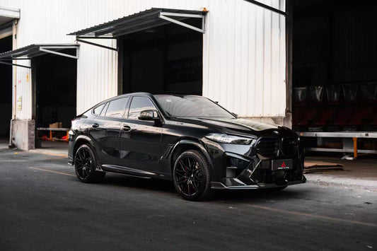 BMW X5M X5MC F95 & X6M X6MC F96 2024-ON (LCI) With Aftermarket Parts - AE Style Front Lip Pre-preg Carbon Fiber from ArmorExtend