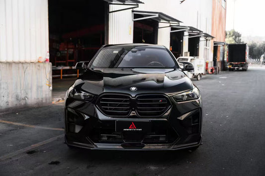 BMW X5M X5MC F95 & X6M X6MC F96 2024-ON (LCI) With Aftermarket Parts - AE Style Front Lip Pre-preg Carbon Fiber from ArmorExtend
