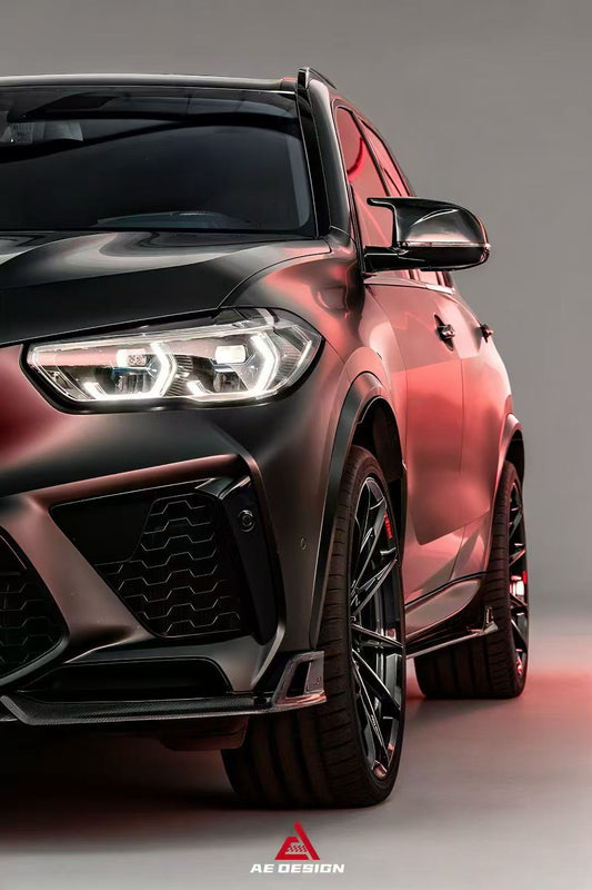 BWM X5M X5MC F95 Pre-LCI 2020 2021 2022 2023 with Aftermarket Parts - AE Style Front Lip Carbon Fiber from ArmorExtend