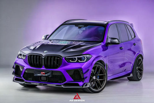 BWM X5M X5MC F95 Pre-LCI 2020 2021 2022 2023 with Aftermarket Parts - AE Style Front Lip Carbon Fiber from ArmorExtend