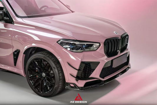 BWM X5M X5MC F95 Pre-LCI 2020 2021 2022 2023 with Aftermarket Parts - AE Style Front Lip Carbon Fiber from ArmorExtend