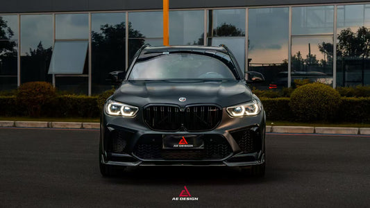 BWM X5M X5MC F95 Pre-LCI 2020 2021 2022 2023 with Aftermarket Parts - AE Style Front Lip Carbon Fiber from ArmorExtend