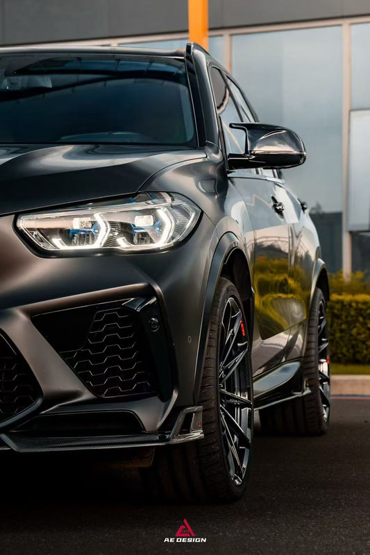 BWM X5M X5MC F95 Pre-LCI 2020 2021 2022 2023 with Aftermarket Parts - AE Style Front Lip Carbon Fiber from ArmorExtend