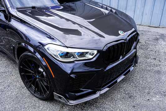 BMW X5 G05 & X5M X5MC F95 (Fits Both Pre-LCI & LCI) 2020 2021 2022 2023 2024 X6 G06 & X6M X6MC F96 (Fits Both Pre-LCI & LCI) 2020 2021 2022 2023 2024 with Aftermarket Parts - AE Style Hood Carbon Fiber from ArmorExtend