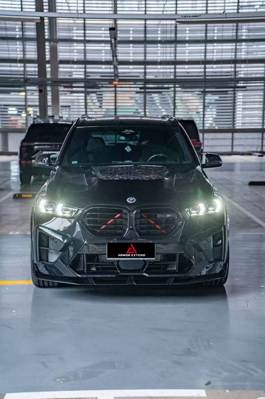 BMW X5 G05 & X5M X5MC F95 (Fits Both Pre-LCI & LCI) 2020 2021 2022 2023 2024 X6 G06 & X6M X6MC F96 (Fits Both Pre-LCI & LCI) 2020 2021 2022 2023 2024 with Aftermarket Parts - AE Style Hood Carbon Fiber from ArmorExtend