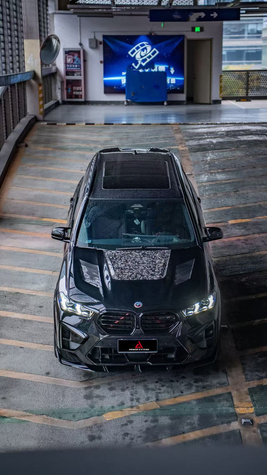 BMW X5 G05 & X5M X5MC F95 (Fits Both Pre-LCI & LCI) 2020 2021 2022 2023 2024 X6 G06 & X6M X6MC F96 (Fits Both Pre-LCI & LCI) 2020 2021 2022 2023 2024 with Aftermarket Parts - AE Style Hood Carbon Fiber from ArmorExtend