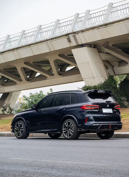 BMW X5M X5MC F95 (Fits Both Pre-LCI & LCI) 2020 2021 2022 2023 2024 & X6M X6MC F96 (Fits Both Pre-LCI & LCI) 2020 2021 2022 2023 2024 with Aftermarket Parts - AE Style Rear Diffuser & Canards Pre-preg Carbon Fiber from ArmorExtend