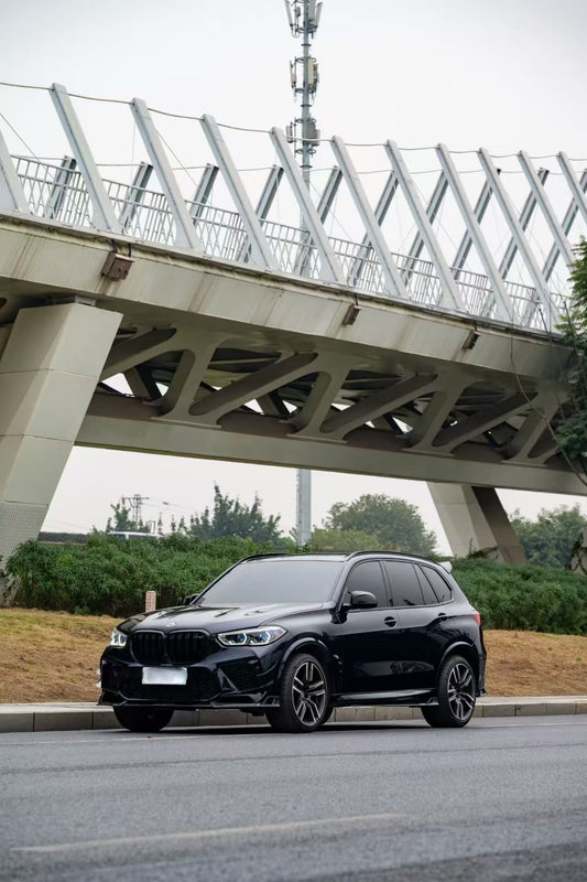 BMW X5M X5MC F95 & X6M X6MC F96 2024-ON (LCI) With Aftermarket Parts - AE Style Front Lip Carbon Fiber from ArmorExtend