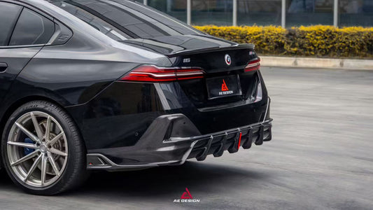 BMW i5 xDrive40 / eDrive40 (with M-package bumper, does not fit base mode) / M60 G60 G61 2024-ON & 5 Series 540i xDrive / 530i xDrive / 530i (with M-package bumper, does not fit base model) / 550e xDrive G60 G61 2024-ON with Aftermarket Parts - AE Design Rear Diffuser & Rear Canards Carbon Fiber from ArmorExtend