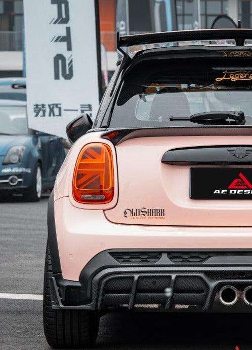 MINI Cooper JCW (John Cooper Works) F56 LCI 2022 2023 2024 with Aftermarket Parts - AE Style Rear Diffuser & Canards Carbon Fiber from ArmorExtend