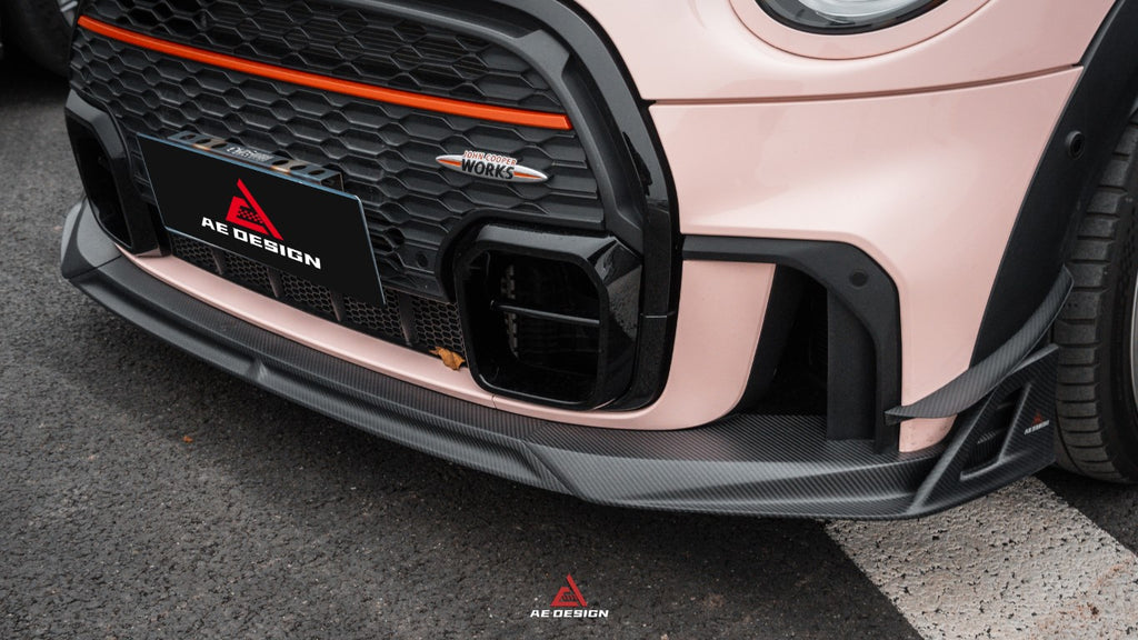 MINI Cooper JCW (John Cooper Works) F56 LCI 2022-ON with Aftermarket Parts - AE Style Carbon Fiber Front Canards from ArmorExtend