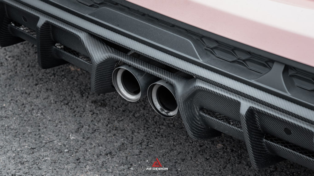 MINI Cooper JCW (John Cooper Works) F56 LCI 2022-ON with Aftermarket Parts - AE Style Carbon Fiber Rear Diffuser & Canards from ArmorExtend