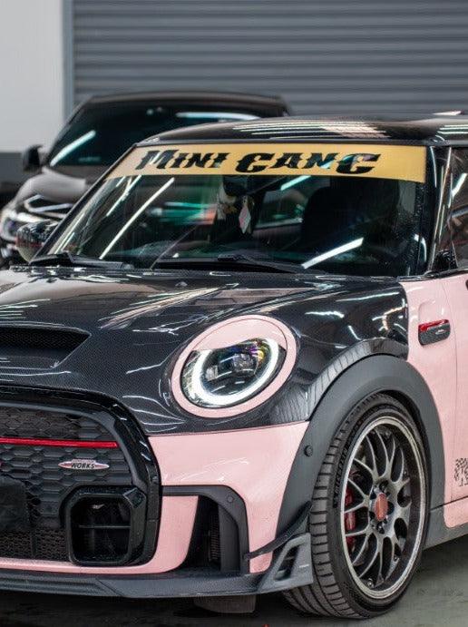 MINI Cooper JCW (John Cooper Works) F56 & Cooper (All Models) LCI 2022 2023 2024 with Aftermarket Parts - AE Style Hood Carbon Fiber from ArmorExtend
