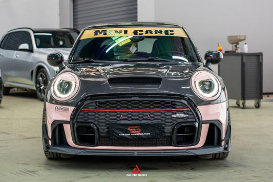 MINI Cooper JCW (John Cooper Works) F56 & Cooper (All Models) LCI 2022 2023 2024 with Aftermarket Parts - AE Style Hood Carbon Fiber from ArmorExtend