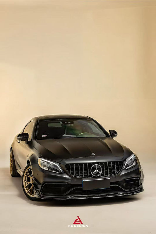 Mercedes Benz C-Class C63S C63 AMG W205 Coupe Convertible 2015 2016 2017 2018 2019 2020 2021 2022 2023 (suitable for both pre-facelift and facelift) with Aftermarket Parts - AE Front Canards Carbon Fiber from ArmorExtend