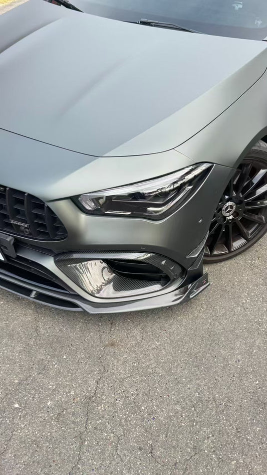 Mercedes Benz CLA45 CLA45S C118 2022 2023 2024 with Aftermarket Parts - AE Front Lip Carbon Fiber from ArmorExtend