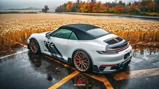Porsche 911 992 Carrera/4/S/4S (Fits Aero Kit / Sport Package Only) 2020-ON with Aftermarket Parts - AE Style Rear Diffuser & Canards Pre-preg Carbon Fiber from ArmorExtend