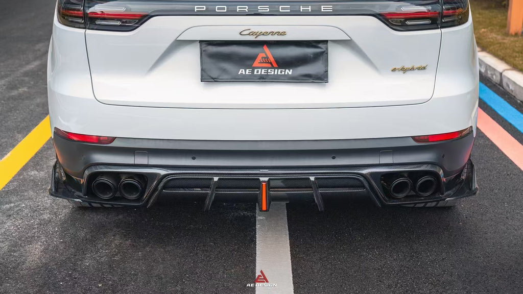 Porsche Cayenne Coupe 9Y0 9Y0.1 9Y0.2 9Y3 9Y3.1 9Y3.2 Base/S/Turbo/E-Hybrid 2019 2020 2021 2022 2023 2024 with Aftermarket Parts - AE Rear Diffuser & Rear Canards Carbon Fiber from ArmorExtend