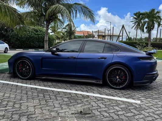 Porsche Panamera 976 Base 4 4S E-Hybird GTS Turbo 2024-ON with Aftermarket Parts - AE Desgin ART Side Skirts Carbon Fiber from ArmorExtend