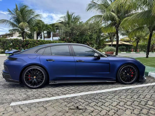 Porsche Panamera 976 Base 4 4S E-Hybird GTS Turbo 2024-ON with Aftermarket Parts - AE Desgin ART Side Skirts Carbon Fiber from ArmorExtend